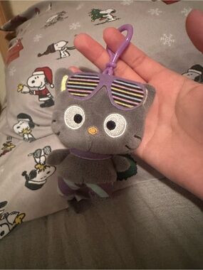 Sanrio Cat Keychain with Purple Sunglasses